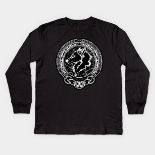 Fenris Wolf and Celtic Triskelion symbol Kids Long Sleeve T-Shirt